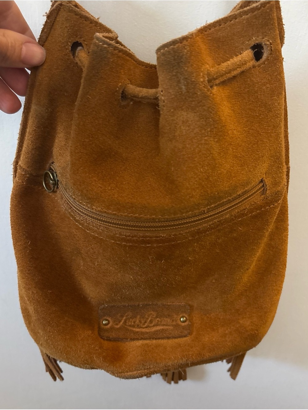 Lucky Brand Nirvana Leather Suede Fringe Crossbody Bucket Bag Festival Handbag - Picture 4 of 10